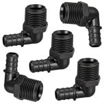 5-Pk 1/2" PEX Crimp x 1/2" Male NPT Elbow Adapters PPSU ASTM F2159 PEX-B x Male-Threaded 90-Degree Fittings NSF