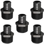 5-Pk 1" PEX Crimp x 1" Male NPT Adapters Plastic PPSU PEX-B Fittings ASTM F2159 NSF