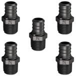 5-Pack 3/4" x 1/2" PEX x MPT Male Adapters PPSU ASTM F2159 Crimp Fittings NSF