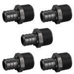 5-Pk 3/4" PEX Crimp x 3/4" Male NPT Adapters Plastic PPSU Poly Alloy PEX-B Fittings ASTM F2159, cUPC, NSF/ANSI 61