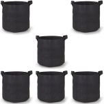 6-Pack 3-Gallon 247arden Grow 260GSM Black Fabric Pots w/Handles Bags 9H x 10D