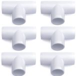 6-Pack 247Garden 1 in. PVC 3-Way Tee Fitting - ASTM SCH40 Furniture-Grade Connector