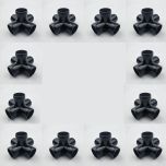 12-Pk 1/2 in. 5-Way Black PVC Elbow Fittings ASTM SCH40 Furniture-Grade Connectors