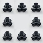 8-Pk 1/2 in. 5-Way Black PVC Elbow Fittings ASTM SCH40 Furniture-Grade Connectors