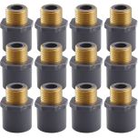 12-Pack 3/4" SCH-80 PVC Male Adapters w/Brass Threaded-Fittings ASTM D2467/D2464 NPT/MPT 3/4" PVC-to-Brass Connectors