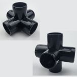 2-Pk 3/4 in. 5-Way Black PVC Elbows ASTM SCH40 Furniture-Grade Construction Fittings