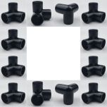 12-PK 3/4 in. 3-Way Black PVC Elbows ASTM SCH40 Furniture-Grade Corner Fittings