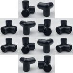 12-Pack 1/2 in. 3-Way Black PVC Elbow Fittings ASTM SCH40 Furniture-Grade Corner Connectors