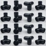 16-PK 3/4 in. 3-Way Black PVC Elbows ASTM SCH40 Furniture-Grade Corner Fittings