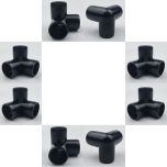 8-PK 3/4 in. 3-Way Black PVC Elbows ASTM SCH40 Furniture-Grade Corner Fittings