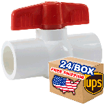 24/Box 2 in. SCH-40 PVC Compact Ball Valve, End to End Socket-Type Fittings ANSI ASTM 