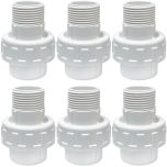 6-Pk 3/4 in. Sch-40 PVC Male Unions w/ O-Ring Slip/Socket Pipe Fittings ASTM D2466 F1970 FS USA