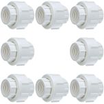 8-Pack 1-1/4 in. SCH-40 PVC Threaded-Unions w/ O-Ring PVC Pipe Threaded-Fittings FPT x FPT ASTM D2466/F1970