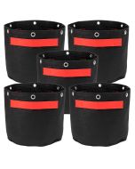 5-Pack 3-Gallon Bonsai Training Fabric Pots W/ 6 Support Ring 260GSM 247Garden Black Grow Bags w/Short Red Handles 9H x 10D