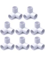 8-Pack 1/2 in. 3-Way PVC Elbow Fittings ASTM SCH40 Furniture-Grade Connectors