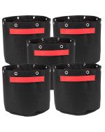 5-Pack 5-Gallon Bonsai Training Fabric Pots W/ 8 Support Rings, 260GSM, 247Garden Black Grow Bags w/Short Red Handles 10H x 12D