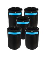 5-Pk 247Garden 3-Gallon Tall Bonsai Training Fabric Pots W/ 6 Support Rings, 260GSM, Black Grow Bags w/Short Blue Handles