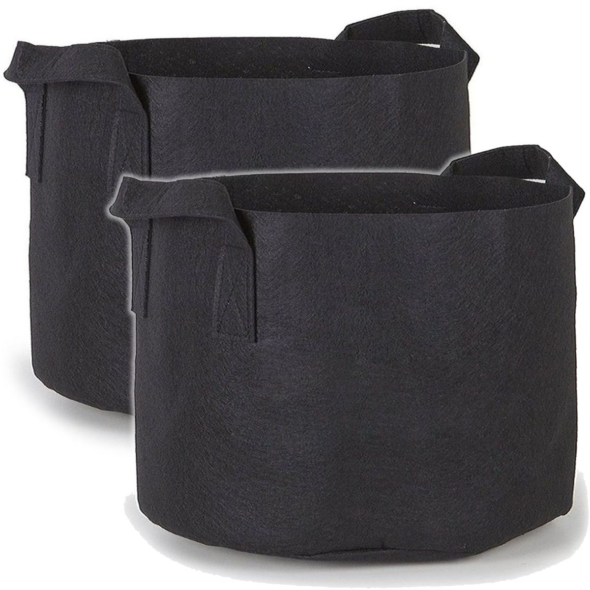 20 Gal. Grow Bag Thickened Nonwoven Fabric Pots Aeration Container with  Strap Handles Black with Green Stitch (5-Pack)