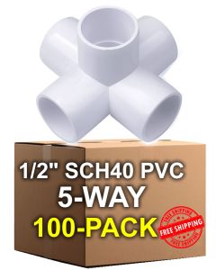 100-Pack 247Garden 1/2 in. PVC 5-Way Elbow Fitting - ASTM SCH40 Furniture-Grade