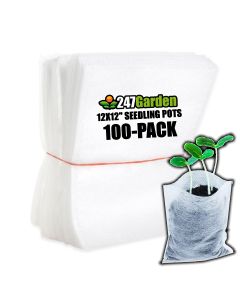 247Garden 100-Pack 12x12" Aeration Seedling Pots/Nursery Fabric Plant Grow Bags (40GSM Non-Woven Eco-Friendly Fabric)