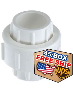 45/Box 1-1/2 in. PVC Pipe Slip Union w/ O-Ring for SCH40/SCH80 PVC Pipe Socket-Fitting (SxS)