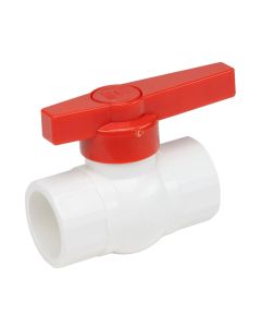 1/2 in. Octagon SCH40 PVC Compact Ball Valve w/ Red Shutoff Handle ANSI ASTM D2466/F1970