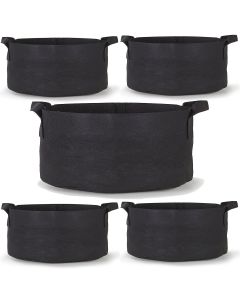 247Garden 200-Gallon Aeration Plant Grow Bags/Fabric Pots/Raised Garden Beds w/Handles (300GSM Black 24H x 50D) 5-Pack w/Free Shipping USA