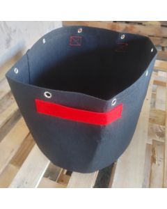 247Garden 20-Gallon Fabric Training Pot W/ 8 Support Rings, 260GSM, Black Grow Bag w/Short Red Handles