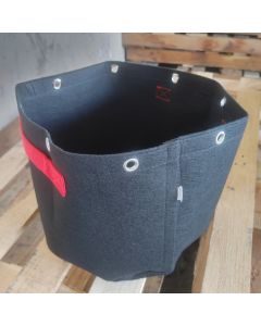 247Garden 5-Gallon Fabric Training Pot W/ 8 Support Rings, 260GSM, Black Grow Bag w/Short Red Handles