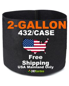 Wholesale 2-Gallon 432/Case Basic Black Fabric Pots/Plant Grow Bags 200GSM No Handles 7.5H x 8.5D