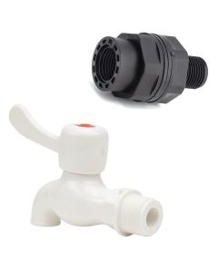 247Garden 3/4 in. ABS Tank Connector w/ One-Way PVC Male Adapter Faucet Combo