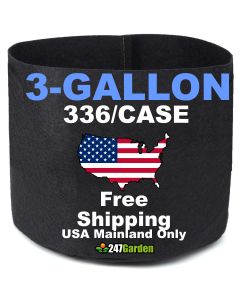 Wholesale 3-Gallon 336/Case Basic Black Fabric Grow Bags 200GSM No Handles 9H x 10D