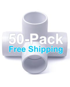 50pcs 3/4 in. 4-Way PVC Elbows ASTM SCH40 Furniture-Grade Construction Fittings