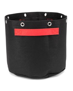 247Garden 5-Gallon Bonsai Training Fabric Pot W/ 8 Support Rings, 260GSM, Black Grow Bag w/Short Red Handles 10H x 12D