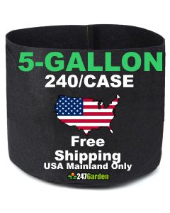 Wholesale 5-Gallon 240/Case Basic Black Fabric Grow Bags 200GSM No Handles 10H x 12D