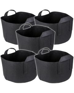 247Garden 7-Gallon Short Aeration Fabric Pot/Vegetable Grow Bag w/Handles (Black 9H x 15D) 5-Pack w/Free Shipping USA