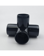 Black 1/2" PVC 4-Way Elbow Fitting - ASTM SCH40 Furniture-Grade