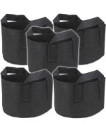 247Garden 1-Gallon Short and Wide Planters' Grow Bags w/Handles (Black 5H x 8D) 5-Pack