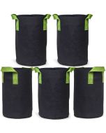 247Garden 3-Gallon Tall Aeration Fabric Pot/Tree Grow Bag (Black w/Green Handles 12.5H x 8.5D) 5-Pack