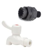 247Garden 1/2 in. ABS Tank Connector w/ One-Way PVC Male Adapter Faucet Combo