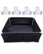 247Garden 3X3 Aeration Frame Grow Bed/Raised Garden (67-Gallon Black 36L x 36W x 18H) w/4PCS 3-Way 3/4" PVC Corner Fitting Kit (No PVC Pipes)