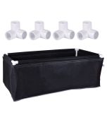 247Garden 2X4 Aeration Frame Grow Bed/Raised Garden (60-Gallon Black 48L x 24W x 18H) w/4PCS 3-Way 3/4" PVC Corner Fitting Kit (No PVC Pipes)