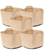 247Garden 5-Gallon Short Aeration Fabric Pot/Vegetable Grow Bag w/Handles (Tan 8H x 13.5D) 5-Pack