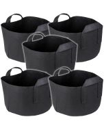 247Garden 5-Gallon Short Aeration Fabric Pot/Vegetable Grow Bag w/Handles (Black 8H x 13.5D) 5-Pack